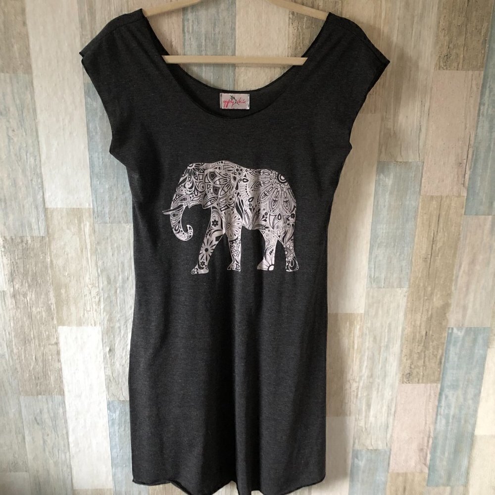 Gypsy Chic Skater Off Shoulder Tank Mini Dress Women's size S Gray Goth NEW